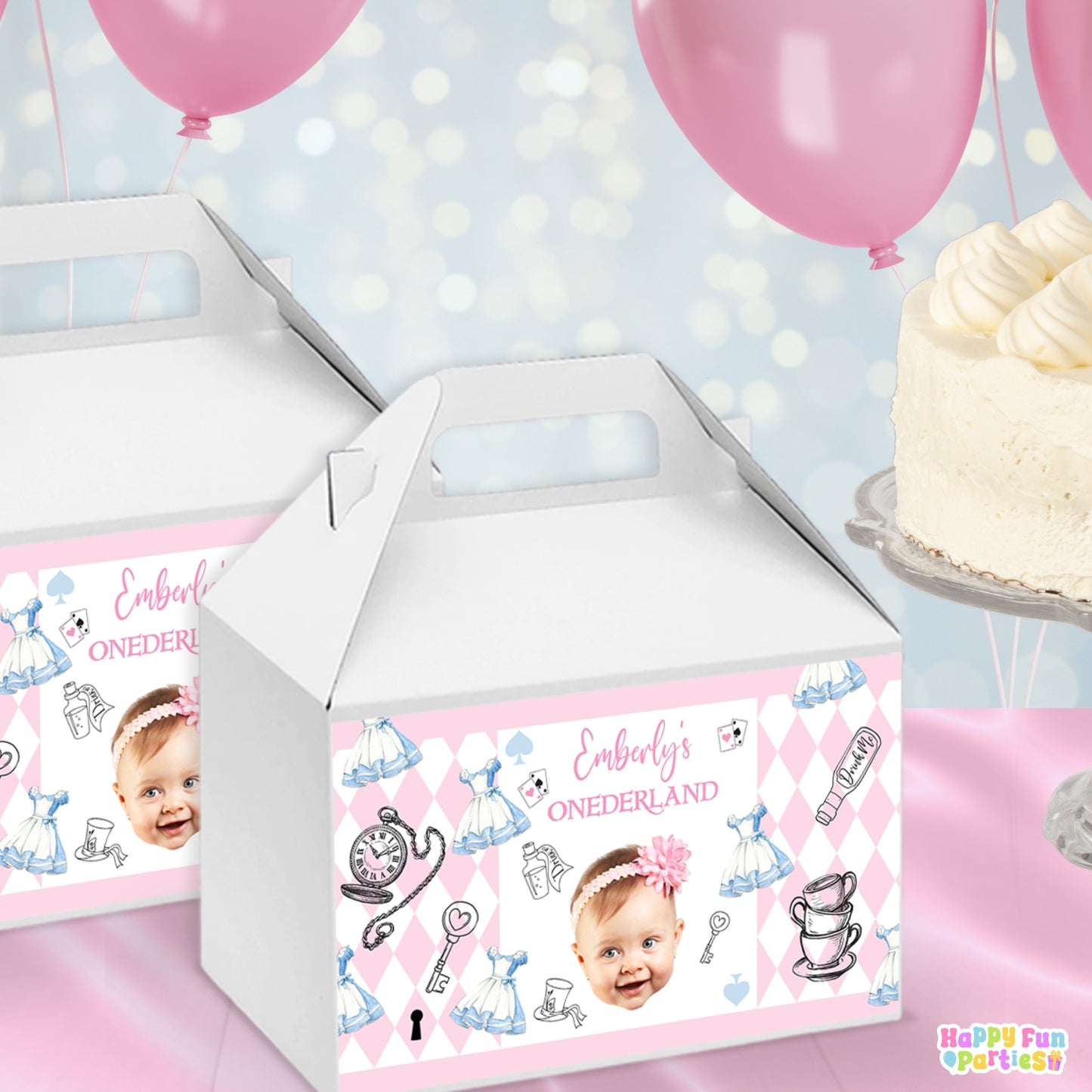 Storybook Tea Party Gable Box Labels | Personalized Elegant Favor Stickers