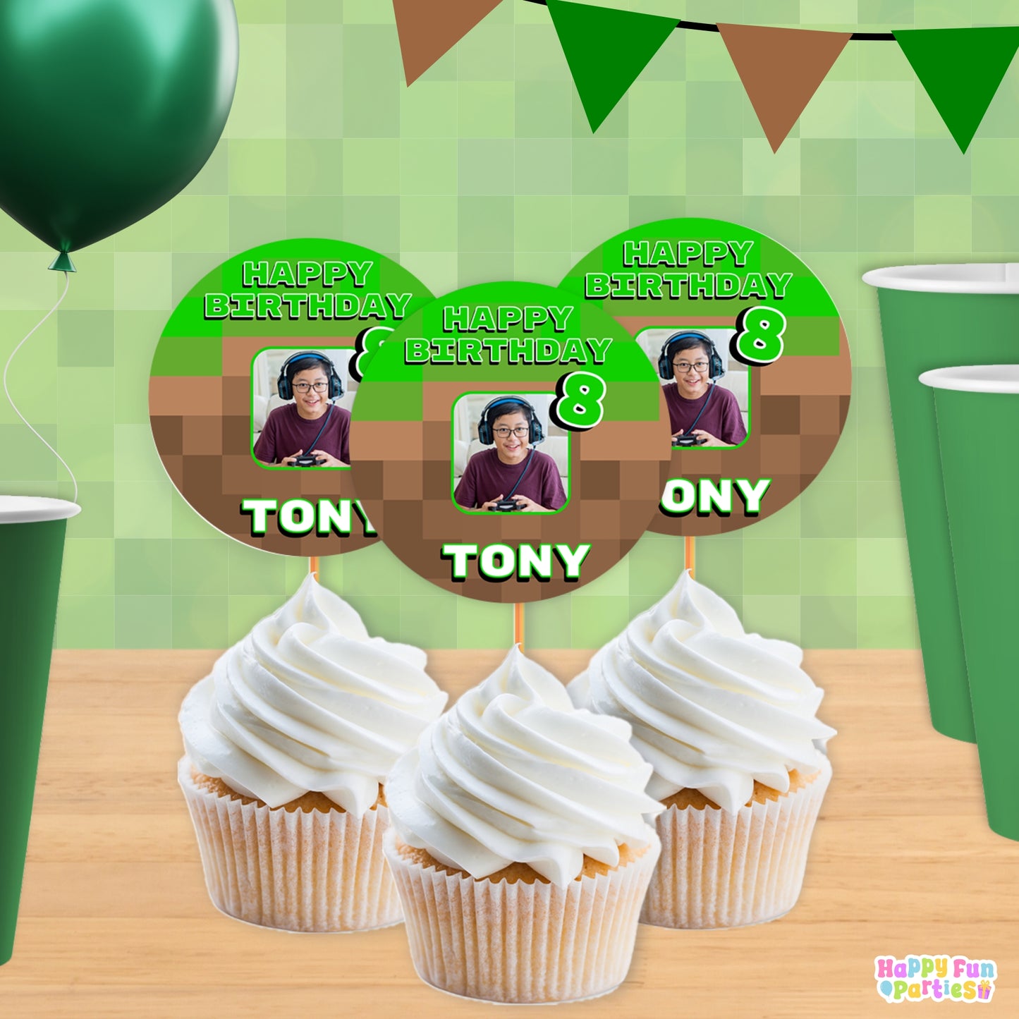 Digital Pixel Party Favors | Printable Snack Bags, Labels & Decorations