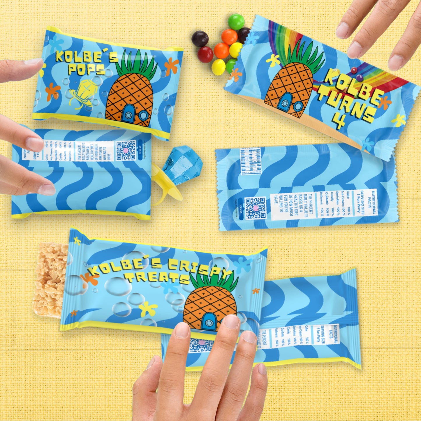 Personalized Tropical Pineapple Candy Wrappers | Nautical Birthday Party Favors