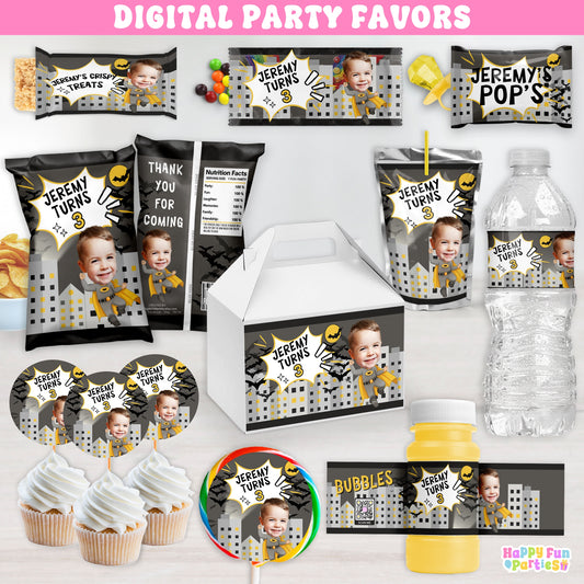 Personalized Bat Superhero Party Favors | Custom Face Cutout Decorations for Birthday Party | Digital Download