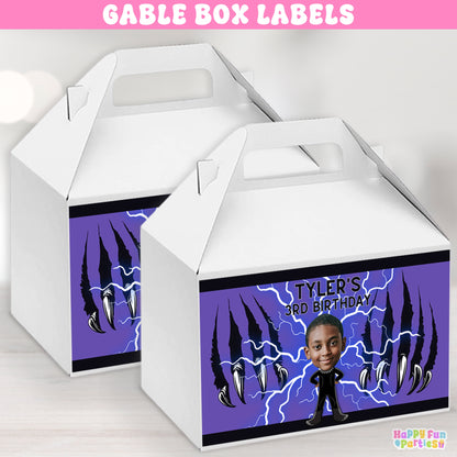 Royal Warrior Gable Box Labels | Personalized Superhero Favor Stickers
