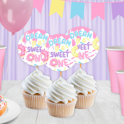 Donut Cupcake Toppers | Custom Birthday Party Dessert Decorations
